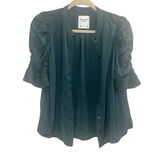 ✨Abercrombie & Fitch Ruched Sleeve Sz Small Emerald Green Women’s Top✨ - Picture 5 of 7